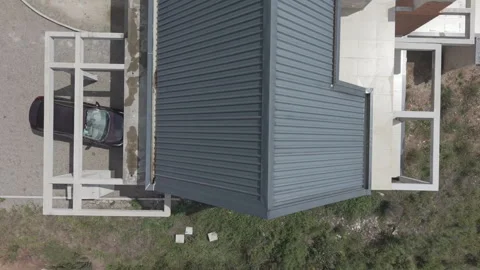Aerial Top Down House Under Construction with Metal Roof Vídeos de archivo 331819816