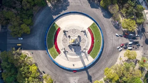 Aerial top down hyper lapse over Ángel de la Independencia in Mexico City Stock Footage 327824128