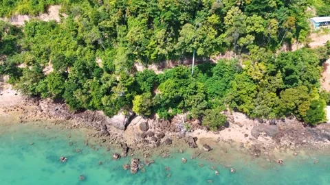 Aerial top down Laem Nga Beach Phuket southern Thailand nature scenic coastli 動画素材 331478501