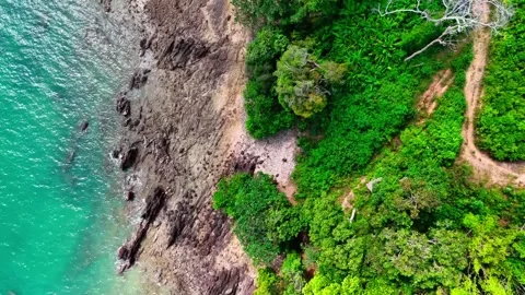 Aerial top down Laem Nga Beach Phuket southern Thailand scenic coastline 스톡 동영상 331478536