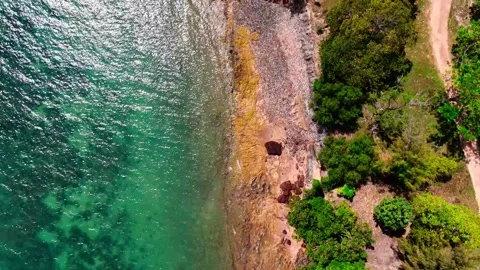 Aerial top down Laem Nga Beach Phuket southern Thailand coastline 動画素材 331478560