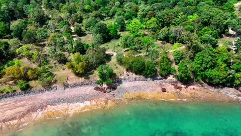 Aerial top down Laem Nga Beach Phuket southern Thailand coastline 스톡 동영상 331478568