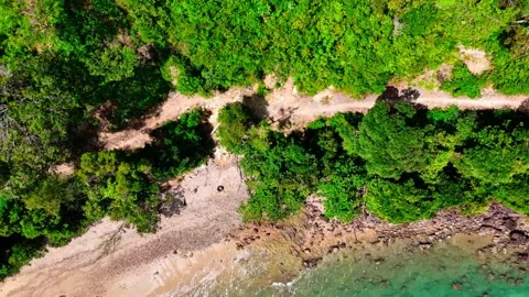 Aerial top down Laem Nga Beach Phuket southern Thailand coastline 動画素材 331478587