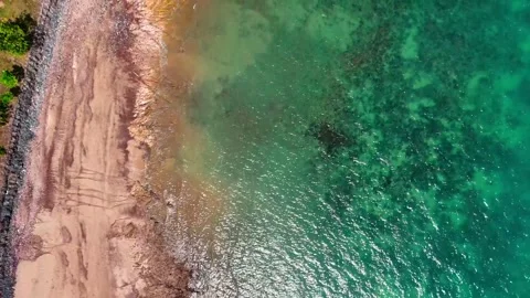 Aerial top down Laem Nga Beach Phuket southern Thailand coastline Video stock 331478588