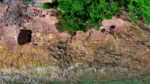 Aerial top down Laem Nga Beach Phuket southern Thailand coastline Stockbeeldmateriaal 331478589