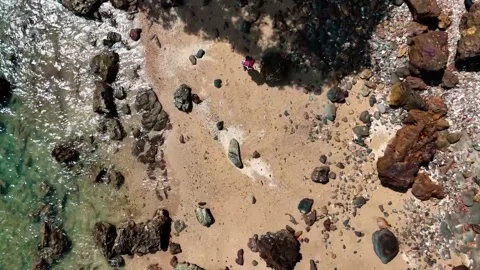 Aerial top down Laem Nga Beach Phuket southern Thailand coastline 動画素材 331478599