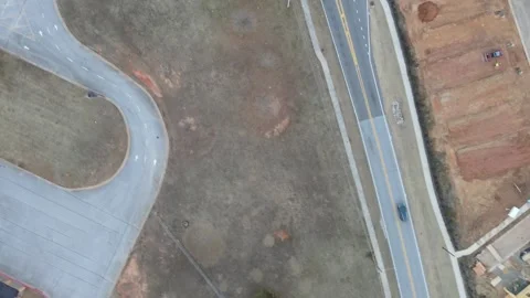 Aerial top down Legions Park winter after Hurricane Helene Conyers Rockdale.. Stock Footage 317050448