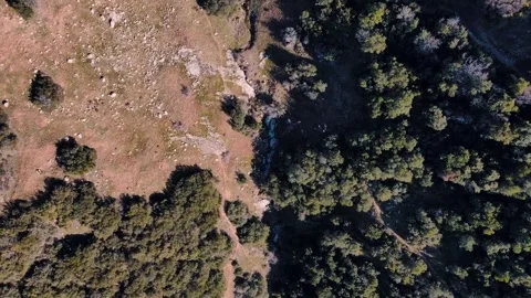 Aerial top down of Meteora cliff mountains rock formations winter day in Ka.. Stock Footage 314618118