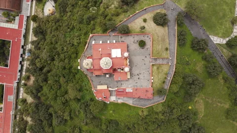 Aerial Top-Down Monastery Complex Puebla Видео 341298590