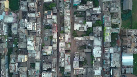 Aerial Top Down Moving Shot Dense Urban Patna India Vidéo 336349904