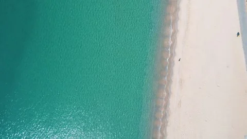 Aerial top down nature view of rocks and beach near the blue sea of Palamos.. 스톡 동영상 246294929