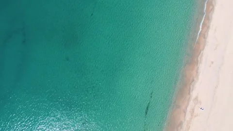 Aerial top down nature view of rocks and beach near the blue sea of Palamos.. 스톡 동영상 246294940