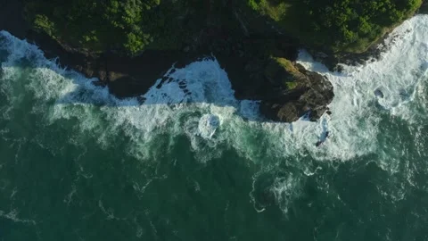Aerial Top Down Ocean Surface and Wave Foam Pattern Video stock 335668831