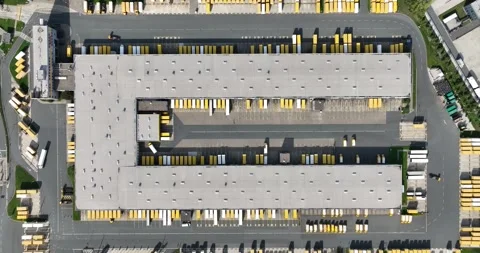 Aerial top down of a postal forwarding shipment center. Sorting center Stock Footage 253000510