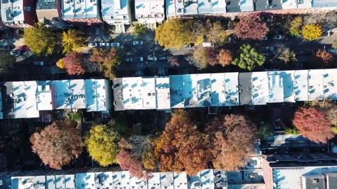 Aerial top down of Prospect Heights Brooklyn city skyline during fall in Ne.. Stock-Footage 284754307