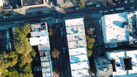 Aerial top down Prospect Heights Brooklyn roofs and roads city during fall .. 스톡 동영상 284984317