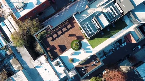 Aerial top down Prospect Heights Brooklyn roofs and roads city during fall .. Stock-Footage 284985744