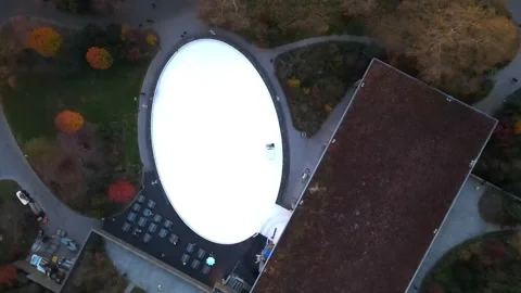 Aerial top down of Prospect Park ice skating rink Brooklyn during fall in N.. Stock Footage 284482256