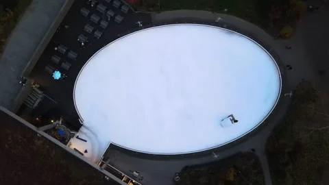 Aerial top down of Prospect Park ice skating rink Brooklyn during fall in N.. Видео 284482268