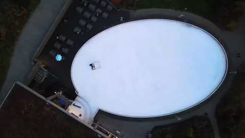 Aerial top down of Prospect Park ice skating rink Brooklyn during fall in N.. Video stock 284482278