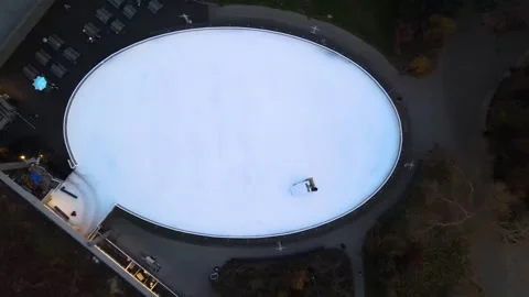 Aerial top down of Prospect Park ice skating rink Brooklyn during fall in N.. Stock Footage 284482294