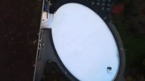 Aerial top down of Prospect Park ice skating rink Brooklyn during fall in N.. 動画素材 284482322