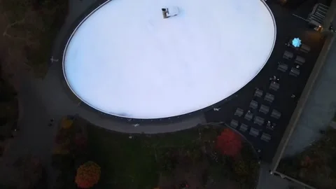 Aerial top down of Prospect Park ice skating rink Brooklyn during fall in N.. Stock Footage 284482337