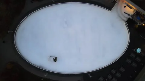 Aerial top down of Prospect Park ice skating rink Brooklyn during fall in N.. Stock Footage 284482345