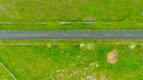 Aerial top-down road view, the Burren region of County Clare, Ireland 스톡 동영상 244867261