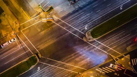 Aerial top down rotation looped view of the traffic Stock Footage 101683556
