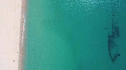 Aerial top down sea scape natural view of Mediterranean Sea near Palamos in.. 스톡 동영상 246293798