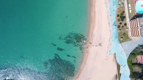 Aerial top down sea scape natural view of Mediterranean Sea near Palamos in.. 스톡 동영상 246293924