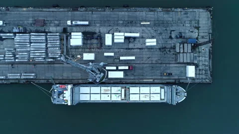 Aerial top down shot of crane transporti... | Stock Video | Pond5