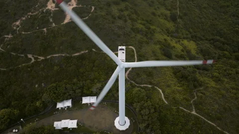 Aerial top down shot of fast spinning wi... | Stock Video | Pond5