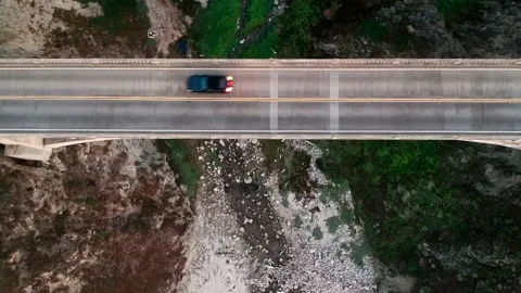 Aerial top down shot flying forward of Bixby Bridge Video stock 146972289
