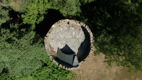 Aerial top down shot of an old English f... | Stock Video | Pond5