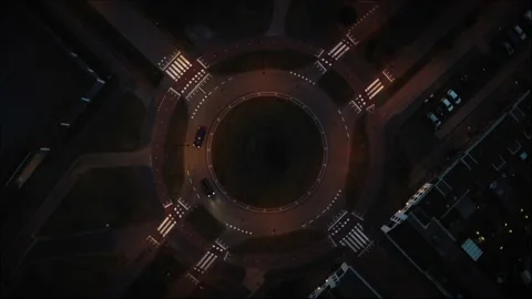 Aerial top down shot of a roundabout with cars in Amersfoort, The Netherlands Stock Footage 232721959