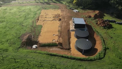 Aerial top down shot showing constructio... | Stock Video | Pond5