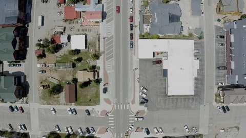 Aerial Top-Down Shot of Small Town Road Stock Footage 111292378