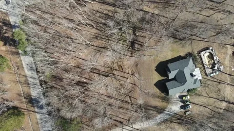 Aerial top down of storm damage in winter after Hurricane Helene in Appling.. Stock Footage 317015220