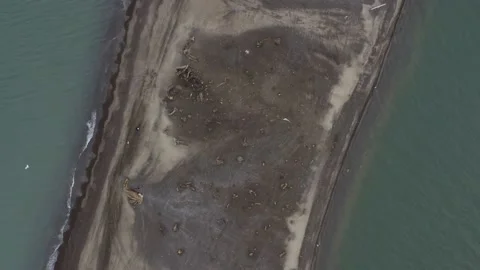 Aerial Top Down with Thawed Tundra Permafrost Near the Arctic in Barrow Alaska Stock Footage 239938725