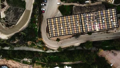Aerial top down of urban rooftops in city of Nafplio in Mediterranean Greece 스톡 동영상 315414155