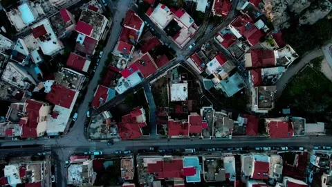 Aerial top down of urban rooftops in city of Nafplio in Mediterranean Greece 스톡 동영상 315439227
