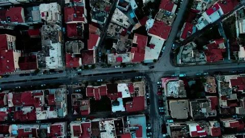 Aerial top down of urban rooftops in city of Nafplio in Mediterranean Greece Vídeos de archivo 315439242