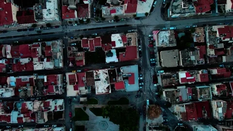 Aerial top down of urban rooftops in city of Nafplio in Mediterranean Greece 스톡 동영상 315439265