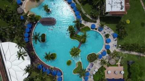 Aerial top down view of 5-star hotel swimming pool 4k Stock Footage 262845168