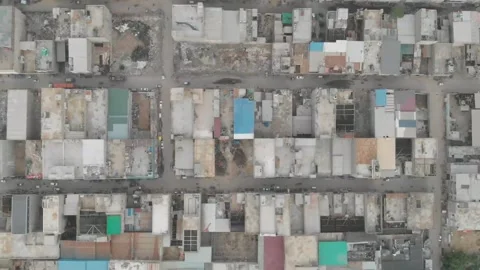 Aerial Top Down View Across Rooftops In Downtown Karachi. Dolly Right Stock Footage 162549251