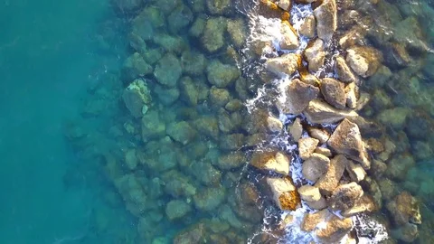 Aerial top down view on artificial reef in Mediterranean sea in Limassol Video stock 111503406
