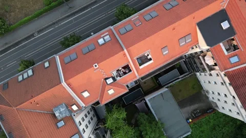 Aerial Top Down View Ascending Over Leipzig, Germany Buildings Stock-Footage 331338991