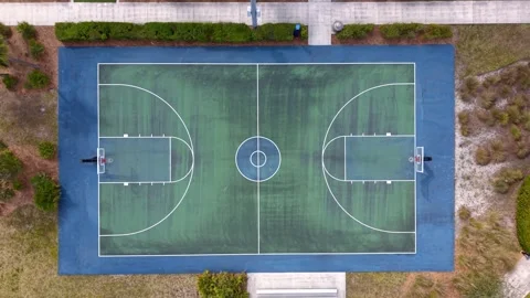 Aerial top down view of basketball practice court. Video stock 329659564